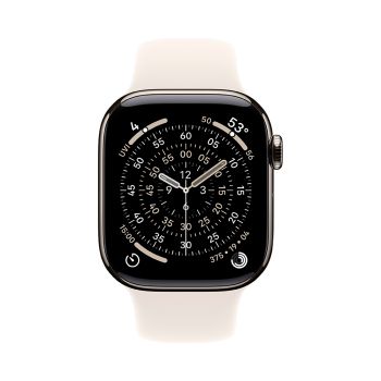 Apple Watch Series 11, 42 mm, Nalural Titanium GPS+Cellular, Starlight Sport Band M/L